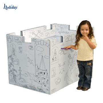 Playhouse pliable d&#39;enfants de papier ondulé pour des ventes, Playhouse extérieur de papier d&#39;enfants de grand format de conception de DIY